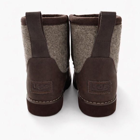 UGG Kids Brown & Gray Shearling Lined Ankle Boots Size 2 - Picture 2 of 8